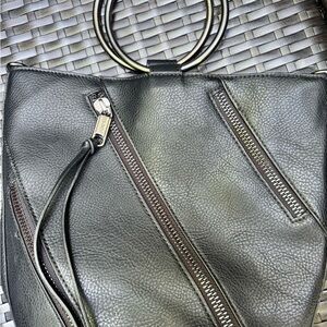 Joe's Jeans Charcoal (Black) Tote with Metallic Rings